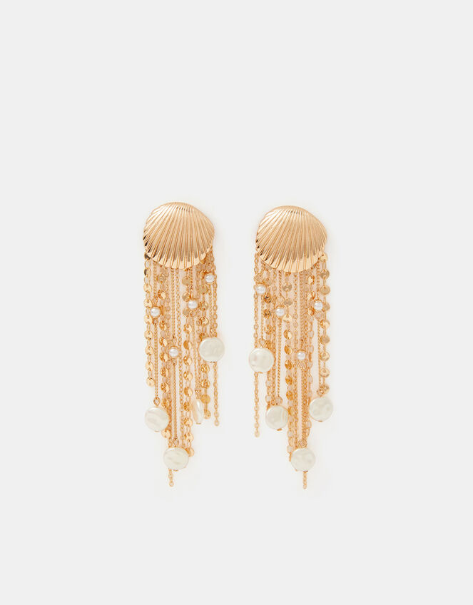 Statement Seashell Drop Earrings, , large