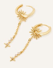 14ct Gold-Plated Sun Chain Huggie Hoops, , large