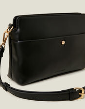 Faux Leather Small Cross-Body Bag, Black (BLACK), large