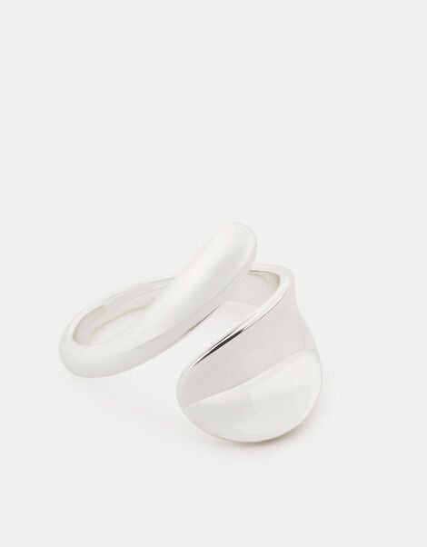 Sterling Silver-Plated Crossover Band Ring , , large