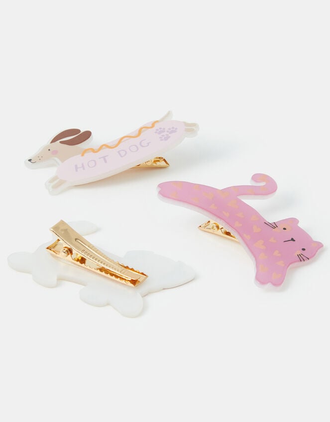 3-Pack Girls Pet Hair Clips, , large