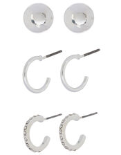 Sparkle Mini Hoop and Stud Earring Set, , large