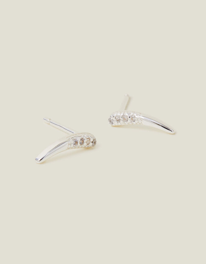 Sterling Silver-Plated Crawler Earrings, , large
