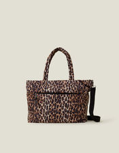 Leopard Print Shopper Tote Bag, , large