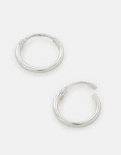 Sterling Silver Simple Huggie Hoops, , large