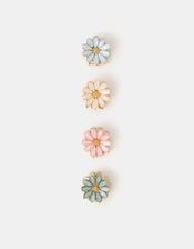 4-Pack Mini Gemstone Flower Claw Clips, , large