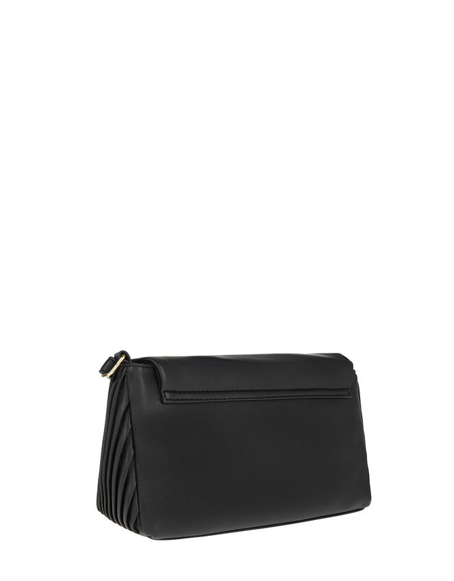 Pleated Cross-Body Bag, Black (BLACK), large