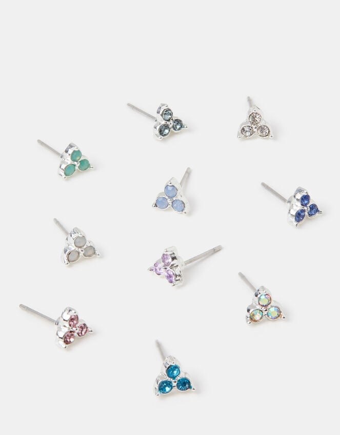 10-Pack Stone Cluster Stud Earrings, , large