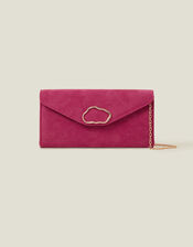 Suedette Box Clutch Bag, Pink (FUCHSIA), large