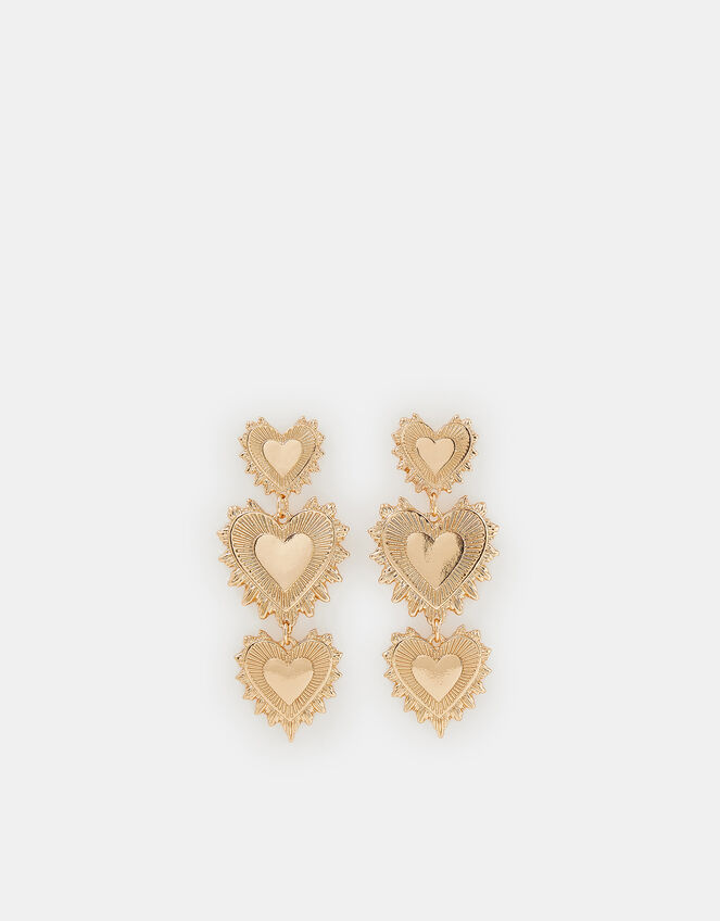 Triple Heart Drop Earrings, , large