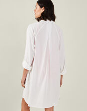 Long Sleeve Beach Cover Up Shirt, White (WHITE), large