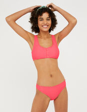 Button Front Bikini Top with Scalloped Edge, Pink (PINK), large