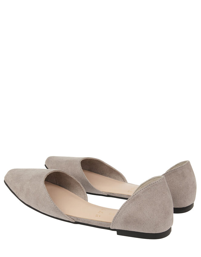 Two-Part Point Toe Flat Shoes, Grey (GREY), large