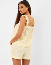 Gingham Seersucker Short Pyjamas Set, Yellow (YELLOW), large