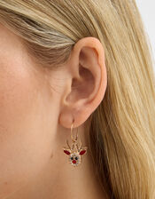 3-Pack Diamanté Christmas Charm Hoop Earrings, , large