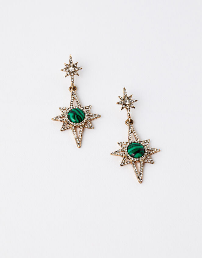 Malachite Sparkle Star Drop Earrings | Drops | Accessorize UK