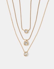 3-Pack Bezel Crystal Pendant Necklaces, Gold (GOLD), large