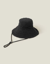 Lace Trim Bucket Hat, Black (BLACK), large