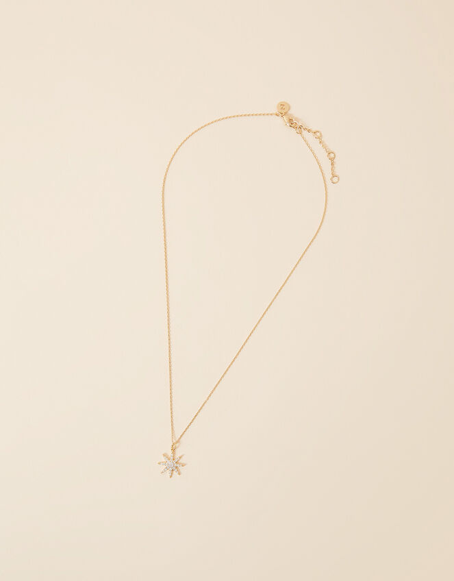 14ct Gold-Plated Sparkle Star Pendant Necklace, , large