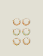 3-Pack Mini Beaded Hoop Earrings, , large