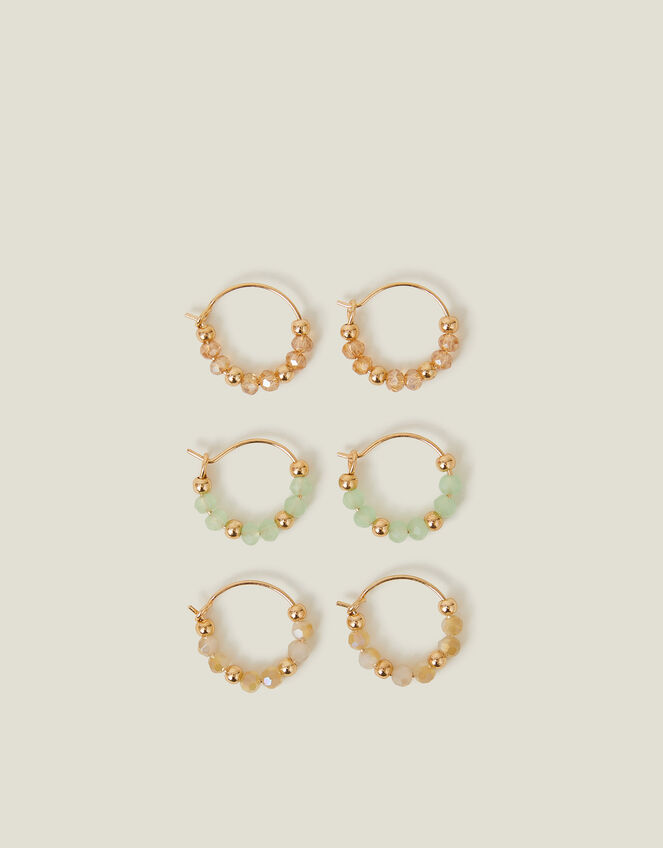 3-Pack Mini Beaded Hoop Earrings, , large