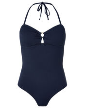 Bobbi Bandeau Swimsuit with Detachable Straps, Blue (NAVY), large