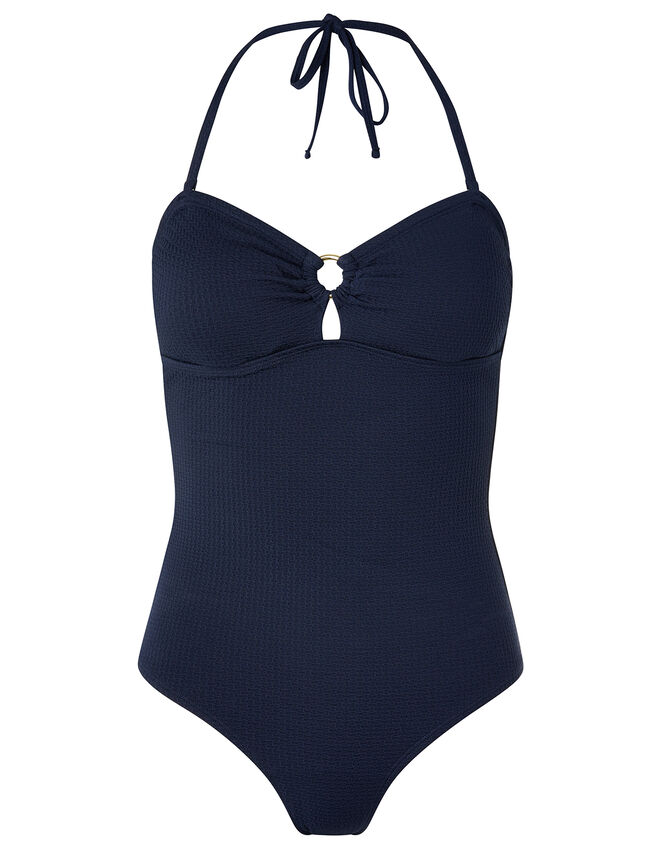 Bobbi Bandeau Swimsuit with Detachable Straps, Blue (NAVY), large