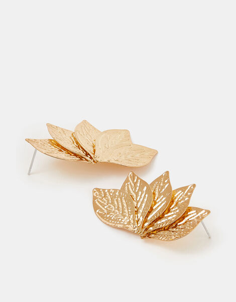 Textured Leaf Drop Earrings, , large
