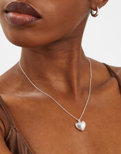 Sterling Silver-Plated Filigree Heart Pendant Necklace, , large