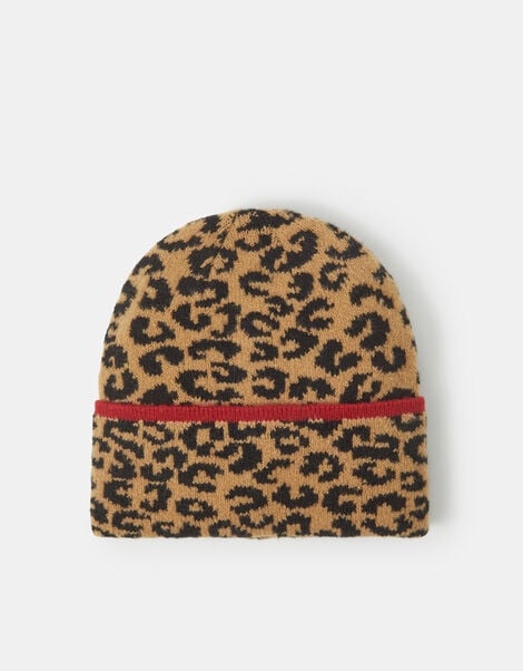 Leopard Print Beanie, , large