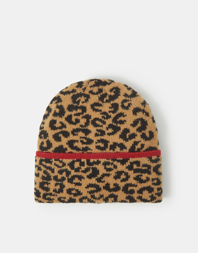 Leopard Print Beanie, , large