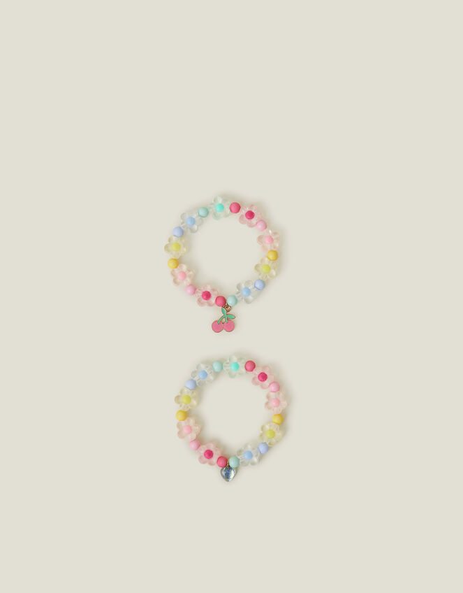 2-Pack Girls Beaded Flower Bracelets, , large