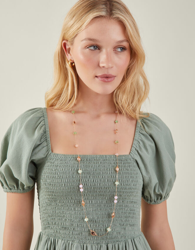 Long Mix Bead Station Necklace, , large