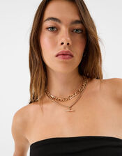Layered T-Bar Chain Necklace, , large