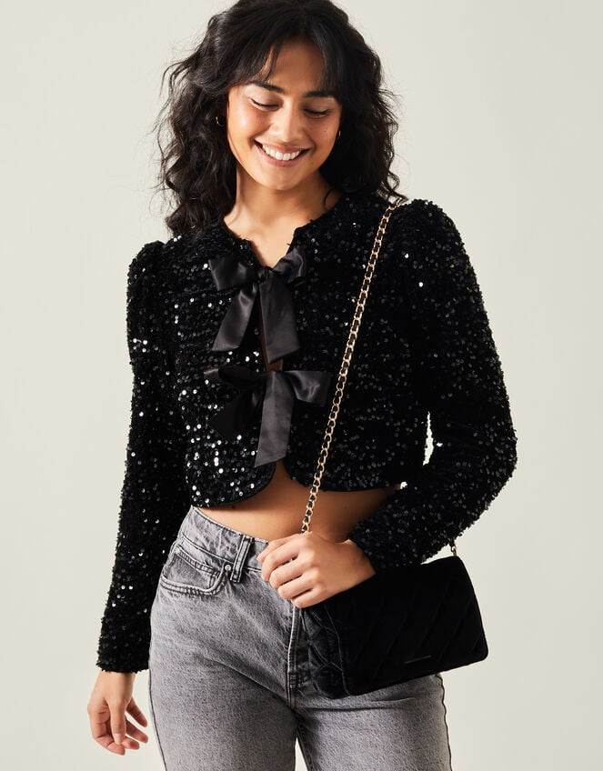 Quilted Velvet Cross-Body Bag, , large