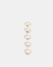 5-Pack Girls Cherry Adjustable Rings, , large