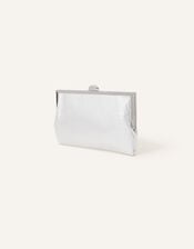 Metallic Frame Clutch Bag, Silver (SILVER), large