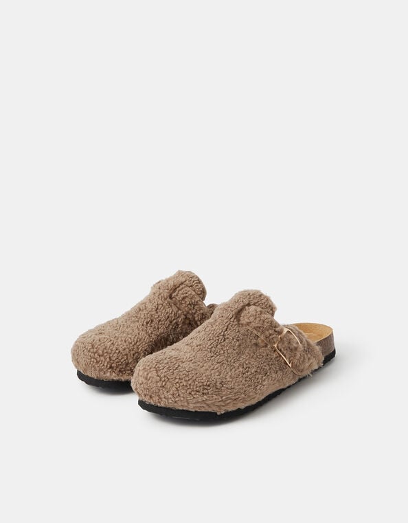 Borg Clog Slippers, Natural (NATURAL), large