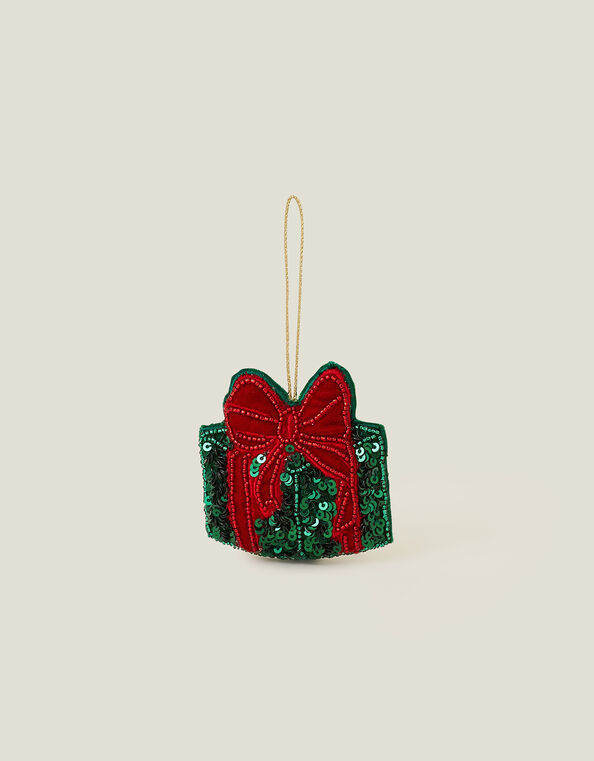 Embellished Christmas Present Hanging Decoration, , large