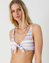 Pastel Stripe Bunny Tie Bikini Top, Multi (PASTEL-MULTI), large