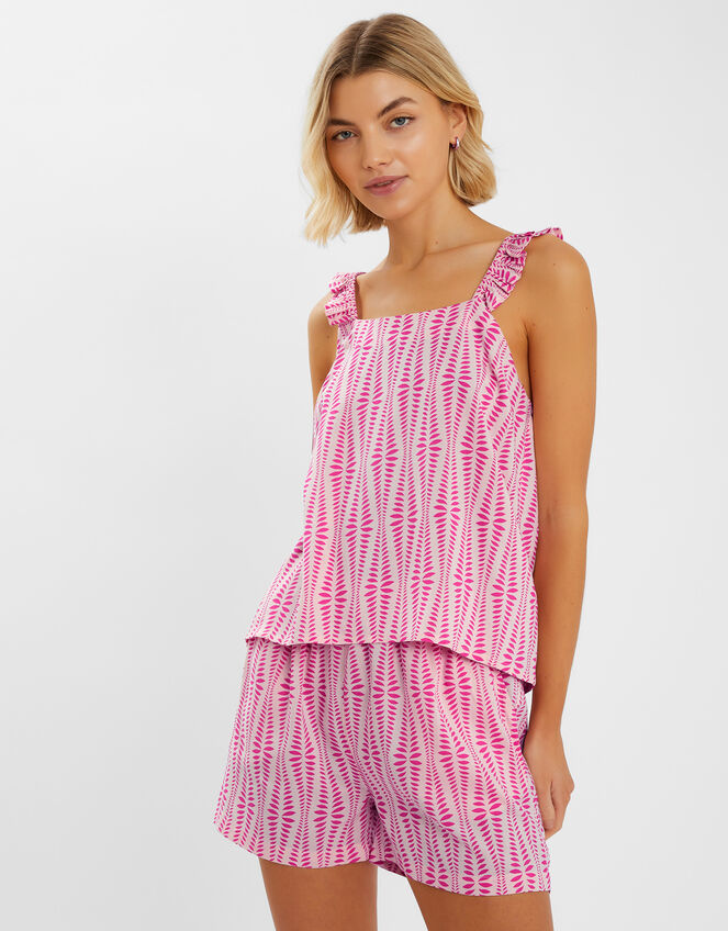 Ikat Frill Short Pyjamas Set, Pink (PINK), large