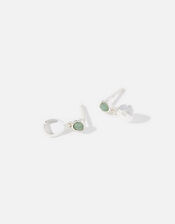 Sterling Silver Aventurine Pebble Drop Earrings, , large