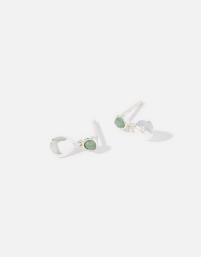 Sterling Silver Aventurine Pebble Drop Earrings, , large