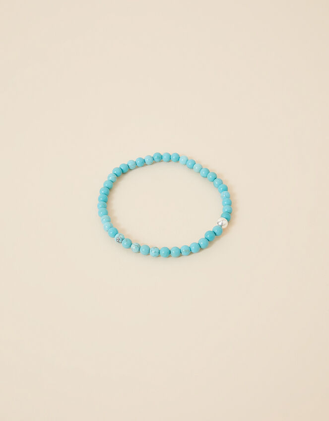 Sterling Silver Turquoise Beaded Bracelet, , large
