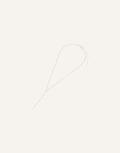 Sterling Silver-Plated Pearl Y-Chain Necklace, , large