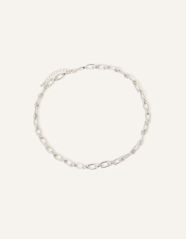 Sterling Silver Plated Twisted Link Chain Necklace, , large
