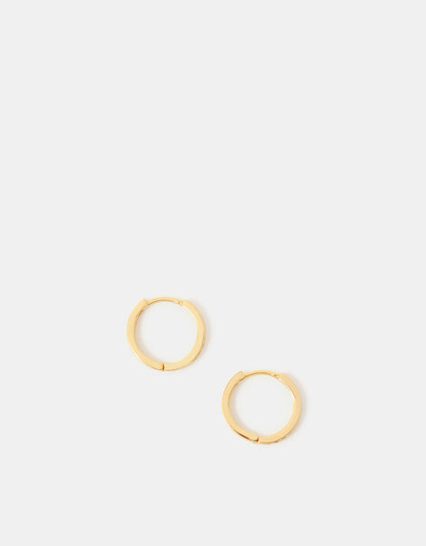 14ct Gold-Plated Pav&eacute; Huggie Hoop Earrings, , large
