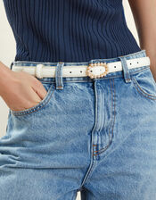 Pearl Buckle Belt Cream, Cream (CREAM), large
