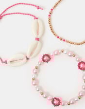 3-Pack Girls Shell Beaded Bracelets, , large