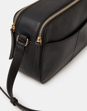 Leather Double Zip Camera Bag, , large